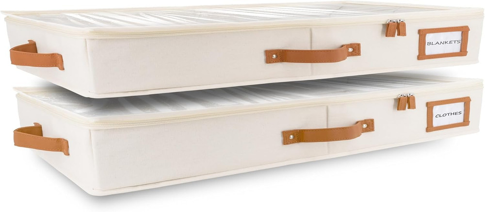 2Pc Low Profile under Bed Storage Containers, Thin under Couch Storage Organizer