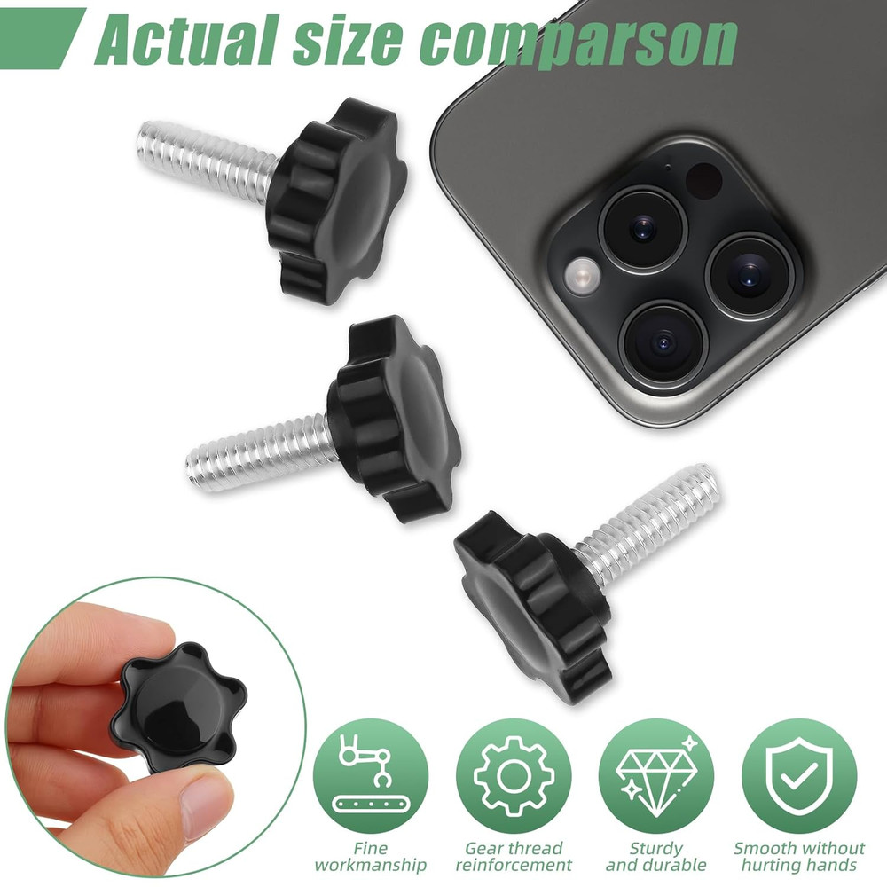 10PCS 1/4-20 Black Star Knobs, Threaded Knurled Thumb Nuts for Mechanisms