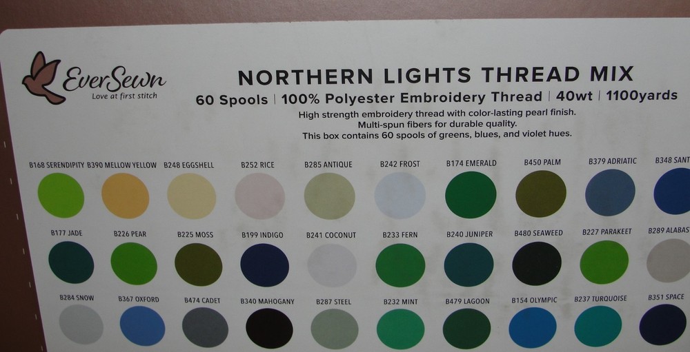 Polyester Embroidery Thread Northern Lights Kit EverSewn 60 Spools