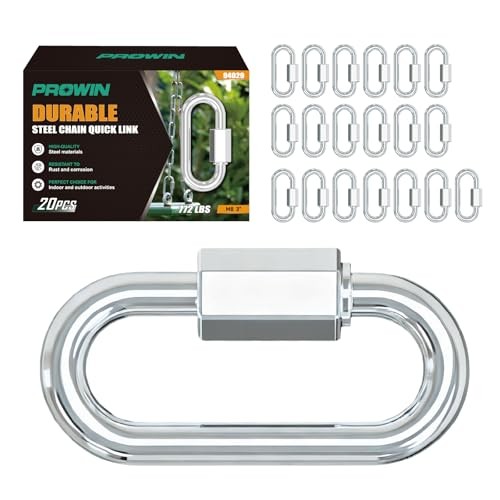 20 Pack Quick Links Chain Connectors, Galvanized Chain Locking Hooks, 620LBS