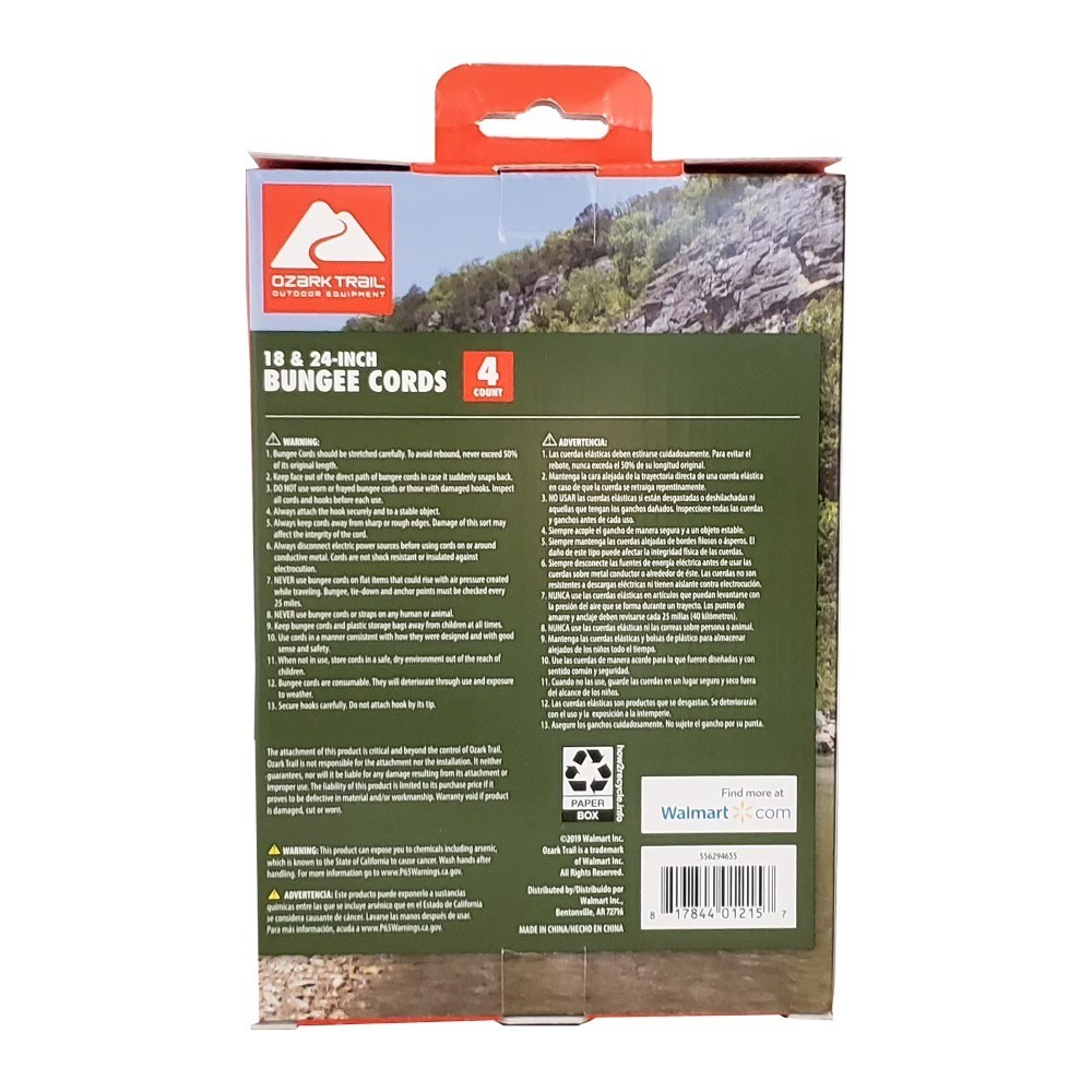 Rubber Bungee Cords Assorted 4 Pack, 2 - 18in and 2 - 24in