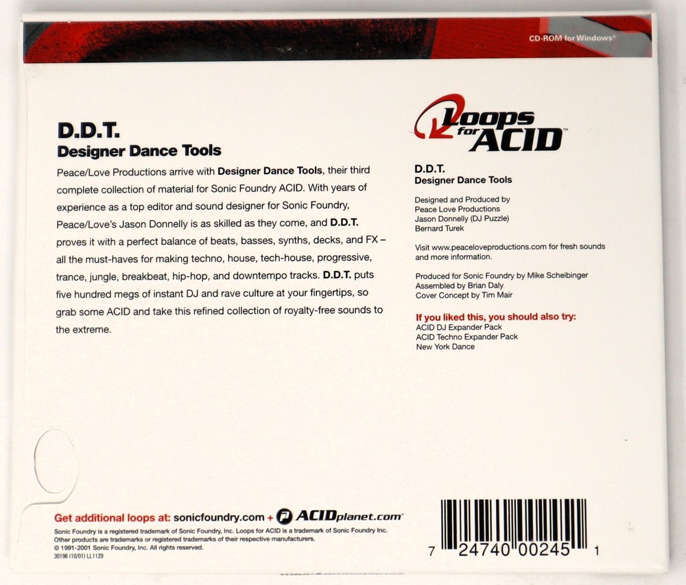 Sonic Foundry D.D.T. Loops For Acid Sample/Sound Library/Sampling CD