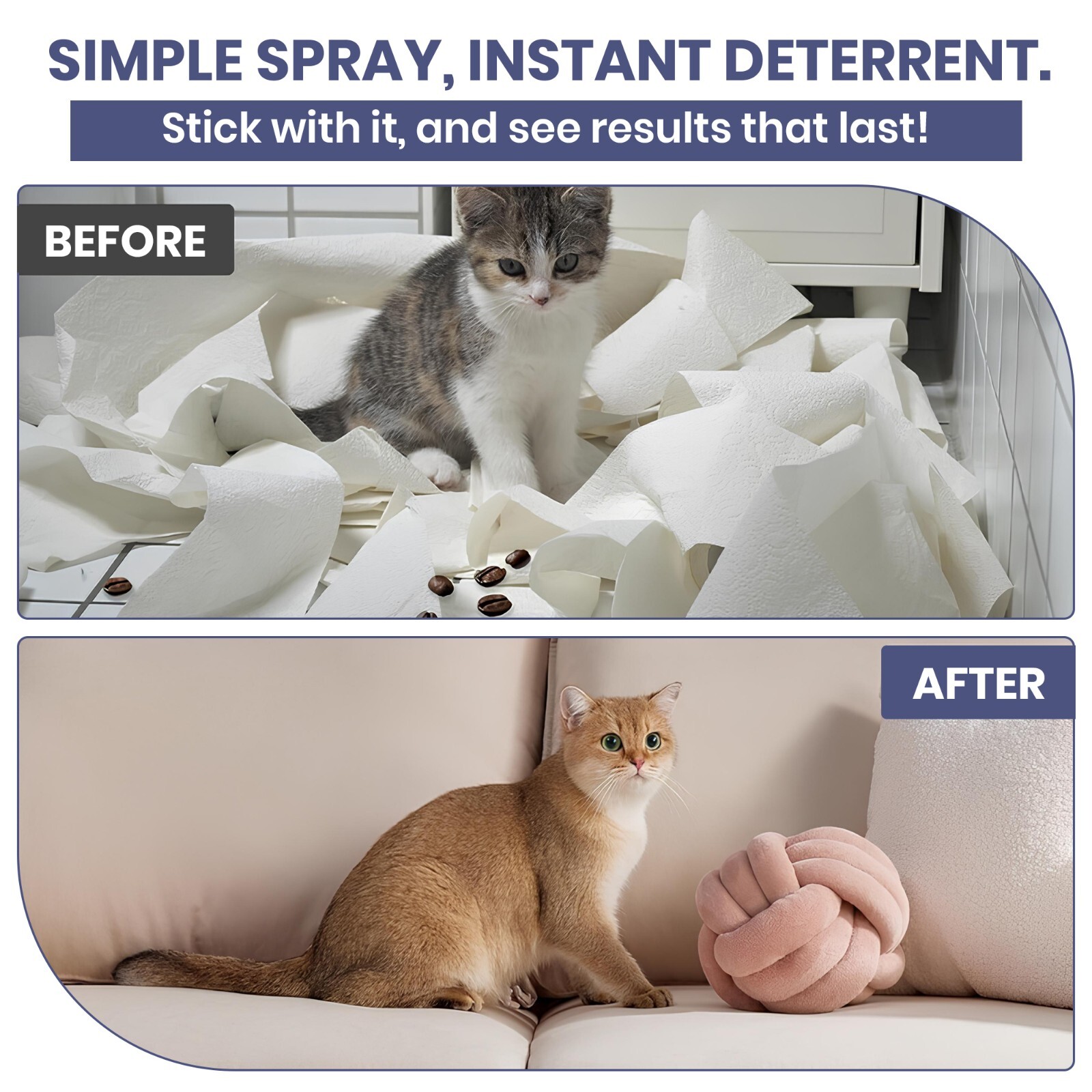 2 Pack - Deterrent/Repellent Spray for Cats 50ml–Stop Scratching, Biting,Marking
