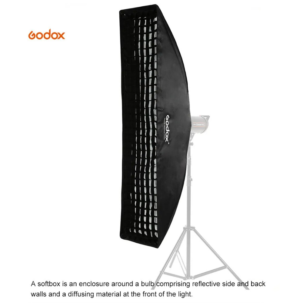 US 2*Godox 22x90cm Softbox Strip Honeycomb Bowens Mount Soft Box fr Studio Flash
