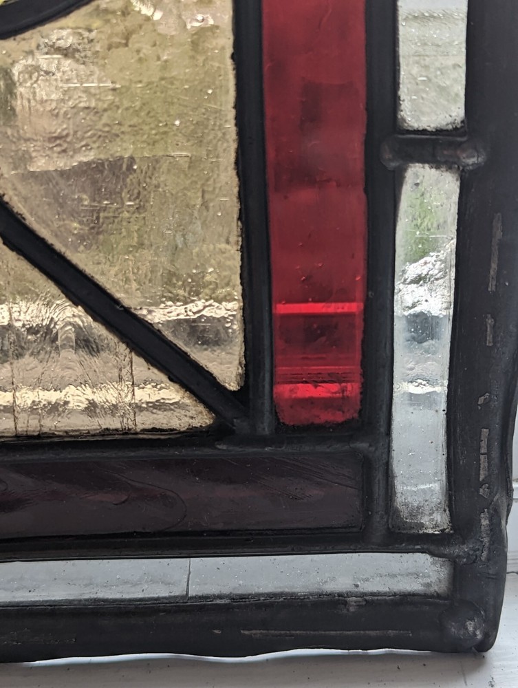 Compact Decorative English Victorian stained Glass Panel