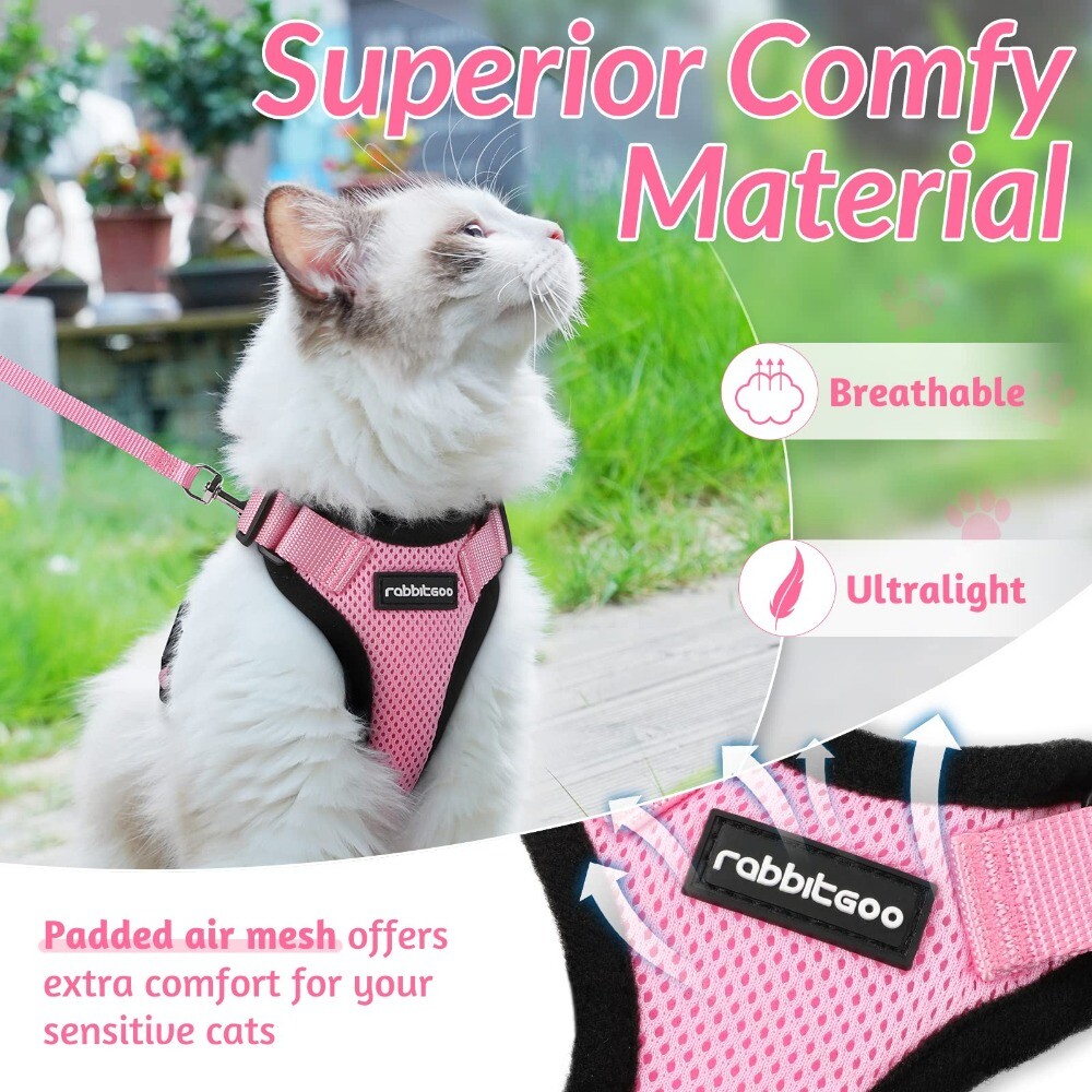 Cat Harness and Leash Escape Proof Soft Adjustable Vest Breathable Reflective