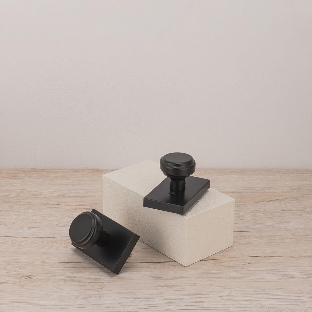 parro Black Door Knobs Interior, Dummy DoorKnobs for Closet Rectangle,