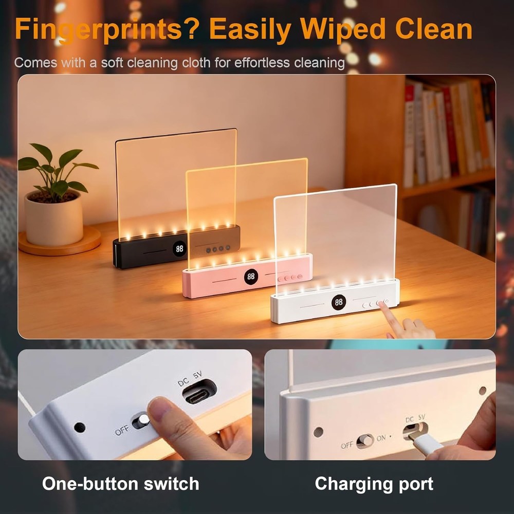 Book Light, Rechargeable Clear LED Flat Reading Light with 3 Colors Timer, D...