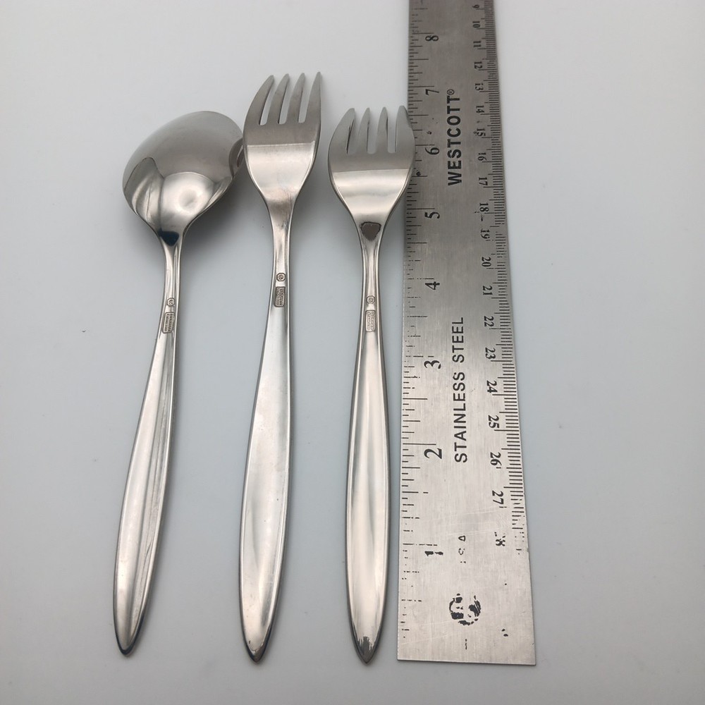 Gorham Montoro Black Accent Place Fork & Spoon, Salad Fork Stainless Flatware
