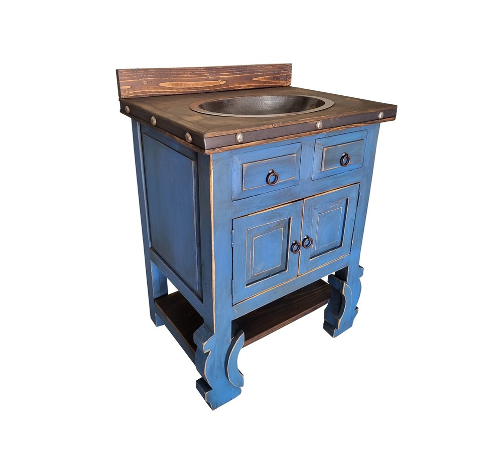 Delano Rustic Blue Washed Bathroom Vanity
