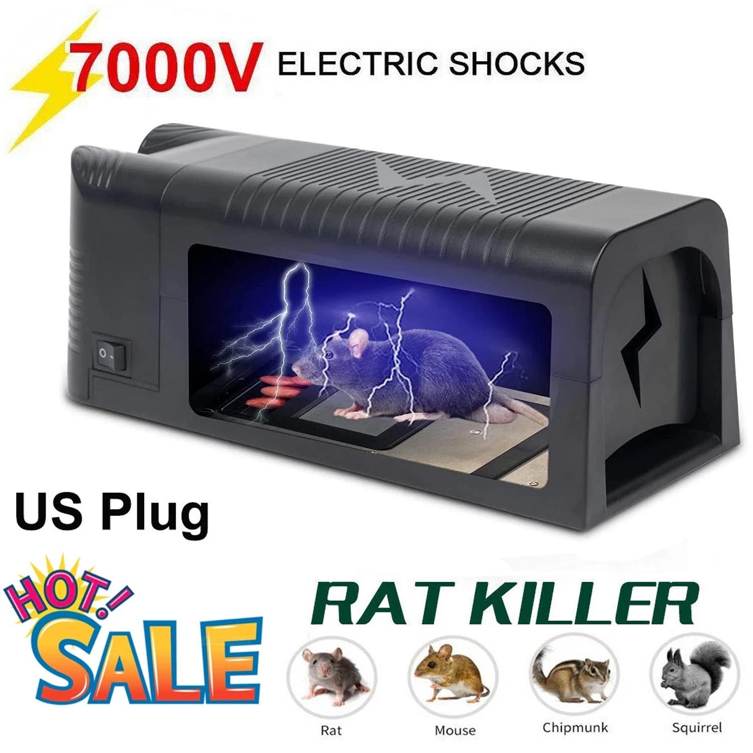 Electronic Mouse Trap Control Kill Big Rat Pest Electric Rodent Zapper Upgraded
