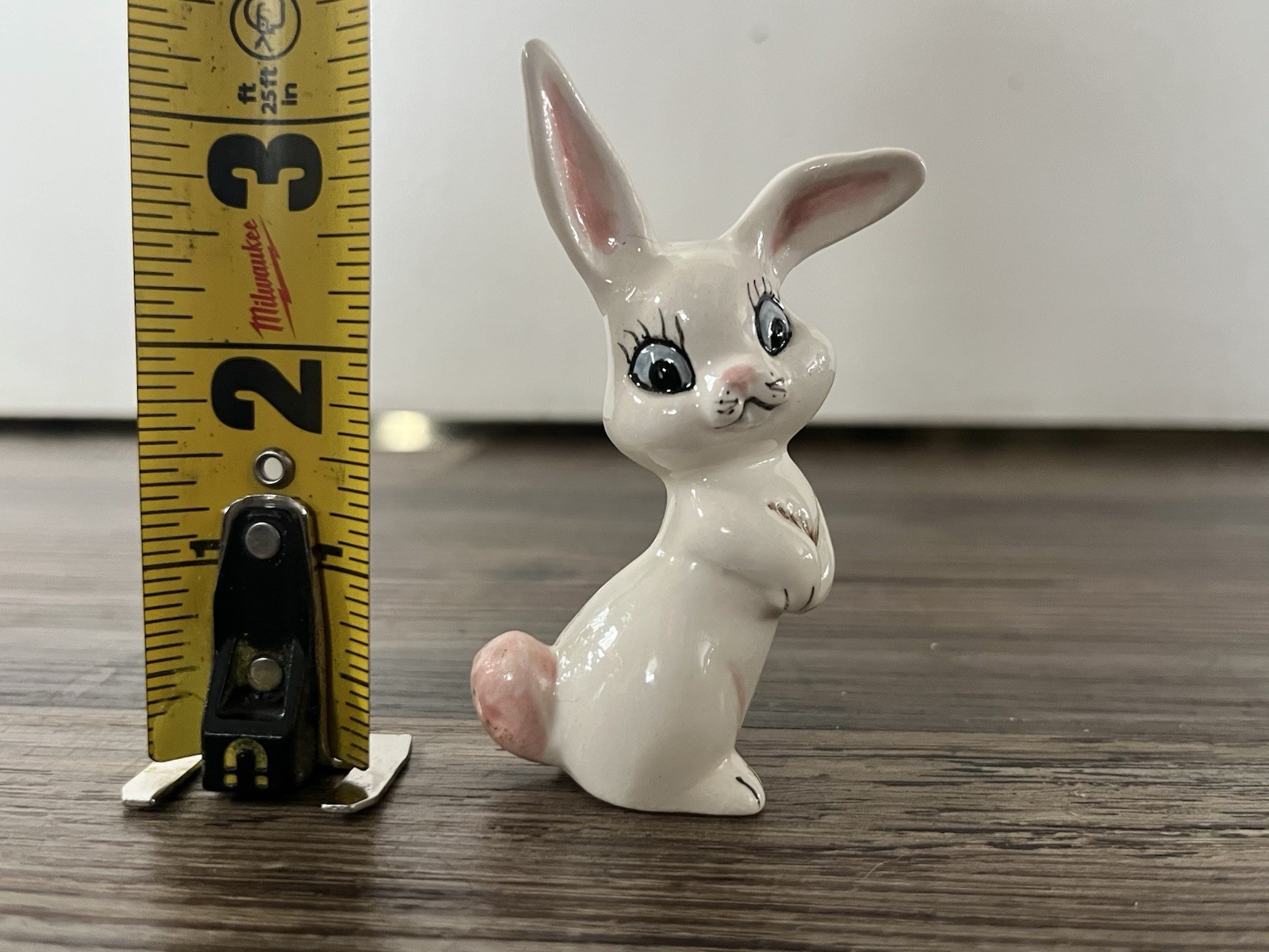 Vntg Mini Bunny Rabbit Dainty Girly Easter Spring Trinket Blue Eyes Figurine