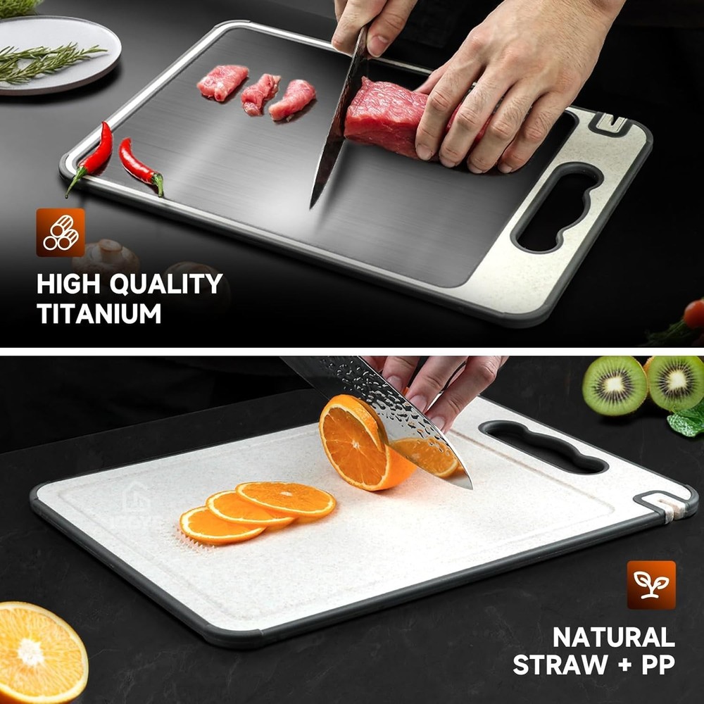 Titanium Cutting Board Double Sided Kitchen Knife Sharpener Garlic Grater Large