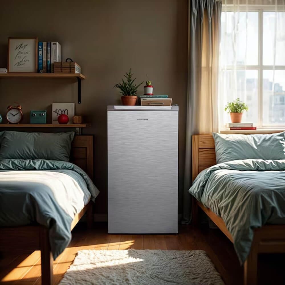 Frigidaire Mini Refrigerator 3.2 Cu Ft Reversible Door Adjustable Temp (Silver)