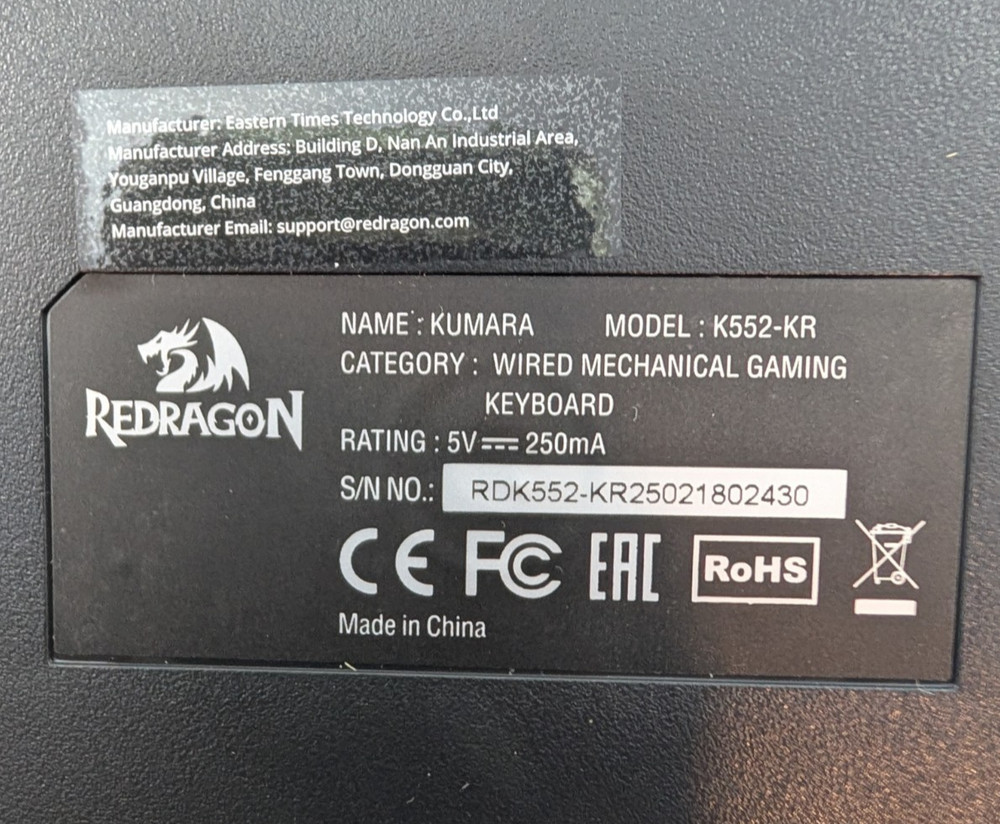 Red Dragon K522-KR Wired Mechanical Gaming Keyboard - Backlight- Tested