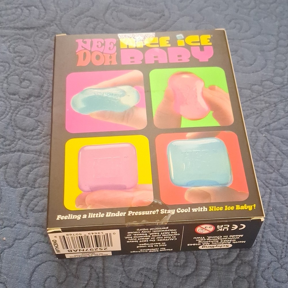Schylling Nee Doh Nice Ice Baby Super Solid Squish Squeeze Ball Blue