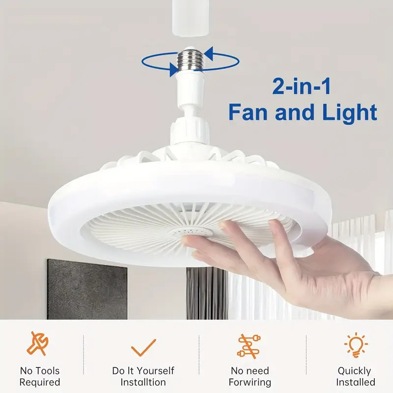 Socket Ceiling Fans with Lights and Remote- Socket Fan light with Dimmable Led