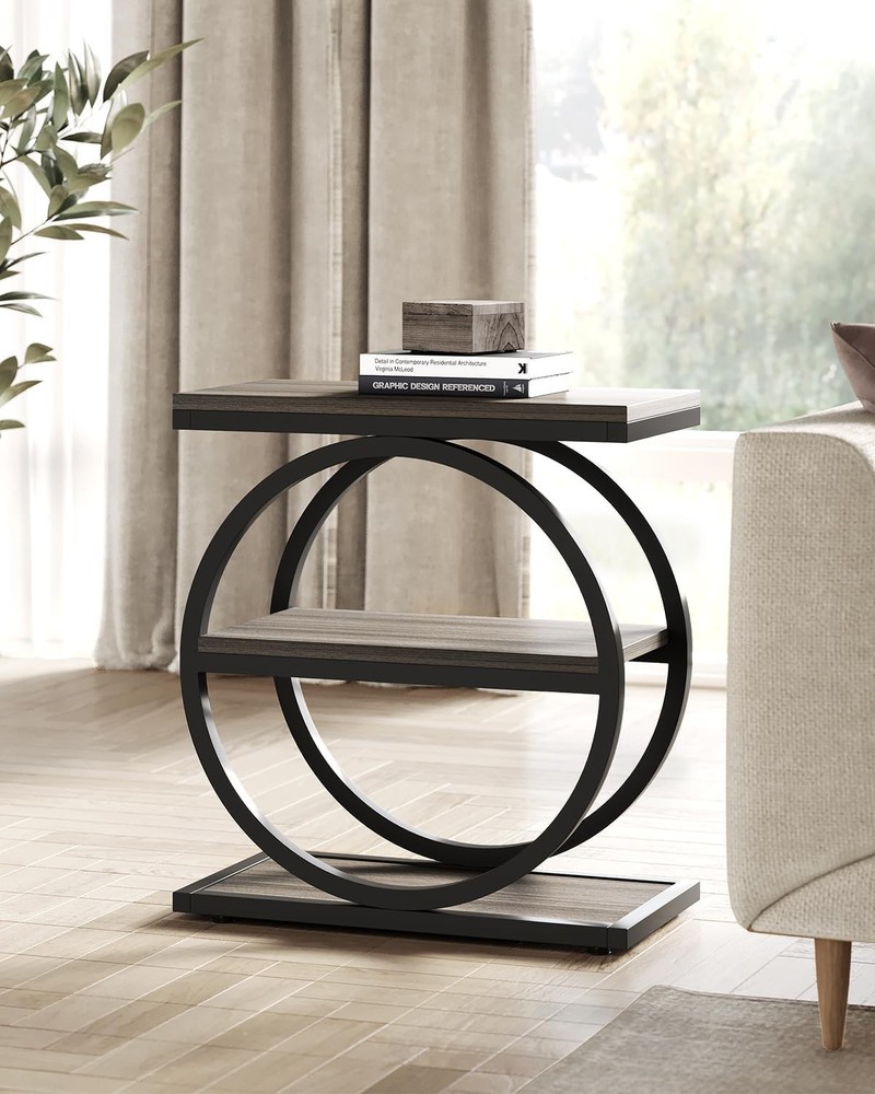 End Table 3-Tier Side Table Slim Sofa Side Table Living Room Tall Bedside Table