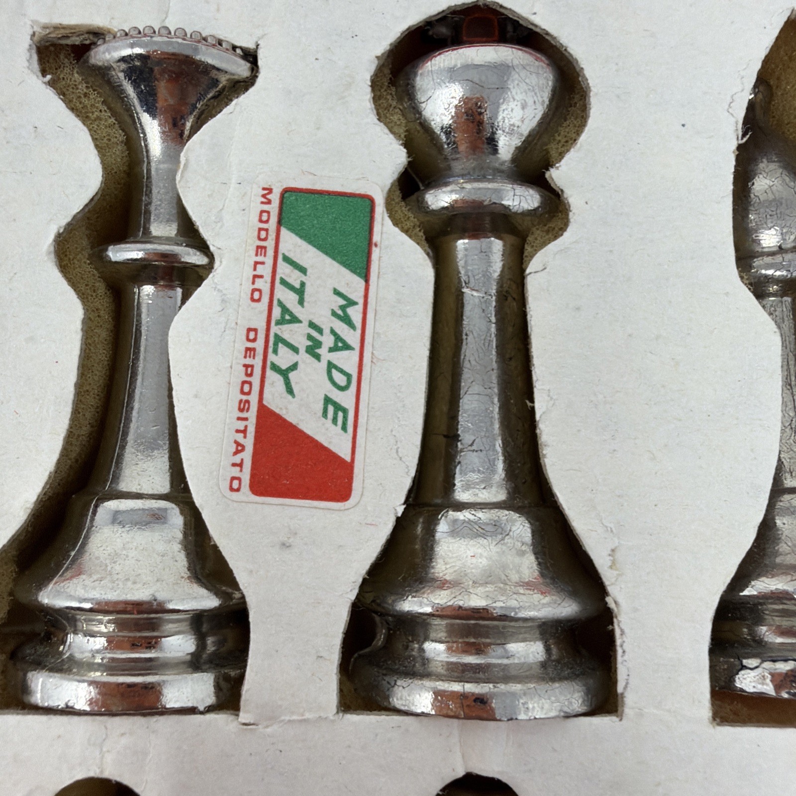 Italian 3" Brass and Cast Metal Complete Set of 32 Chess Pieces