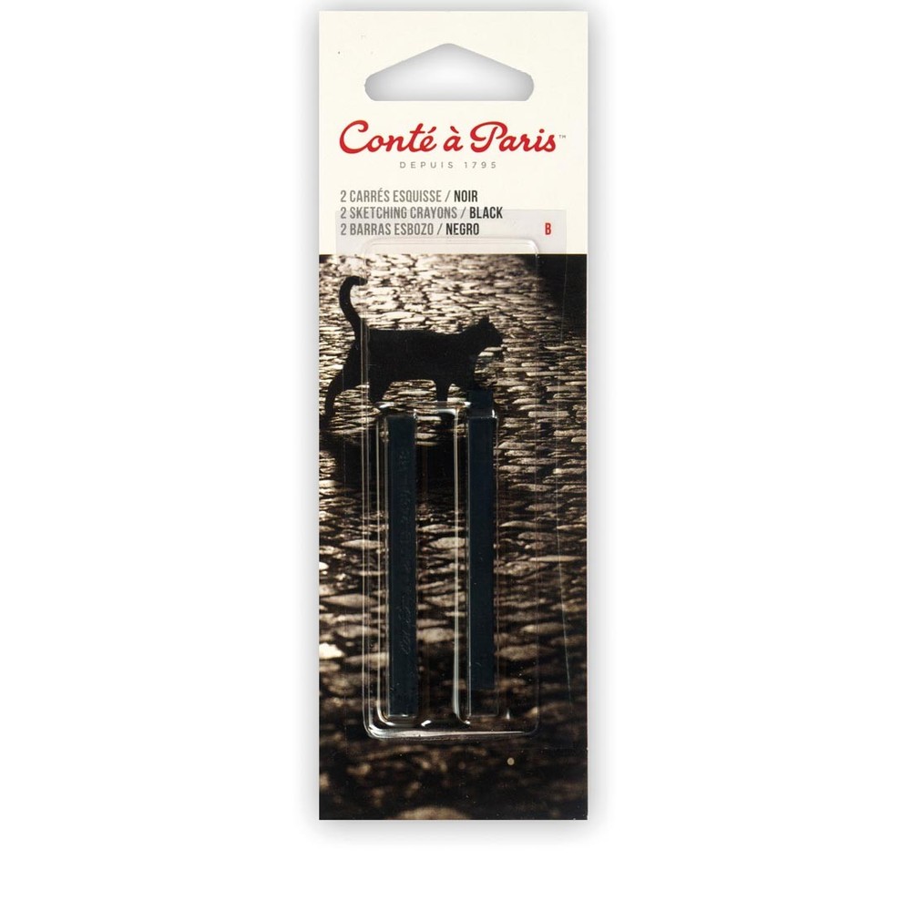 Conte a Paris Sketching Crayons Black B 2-Count Package