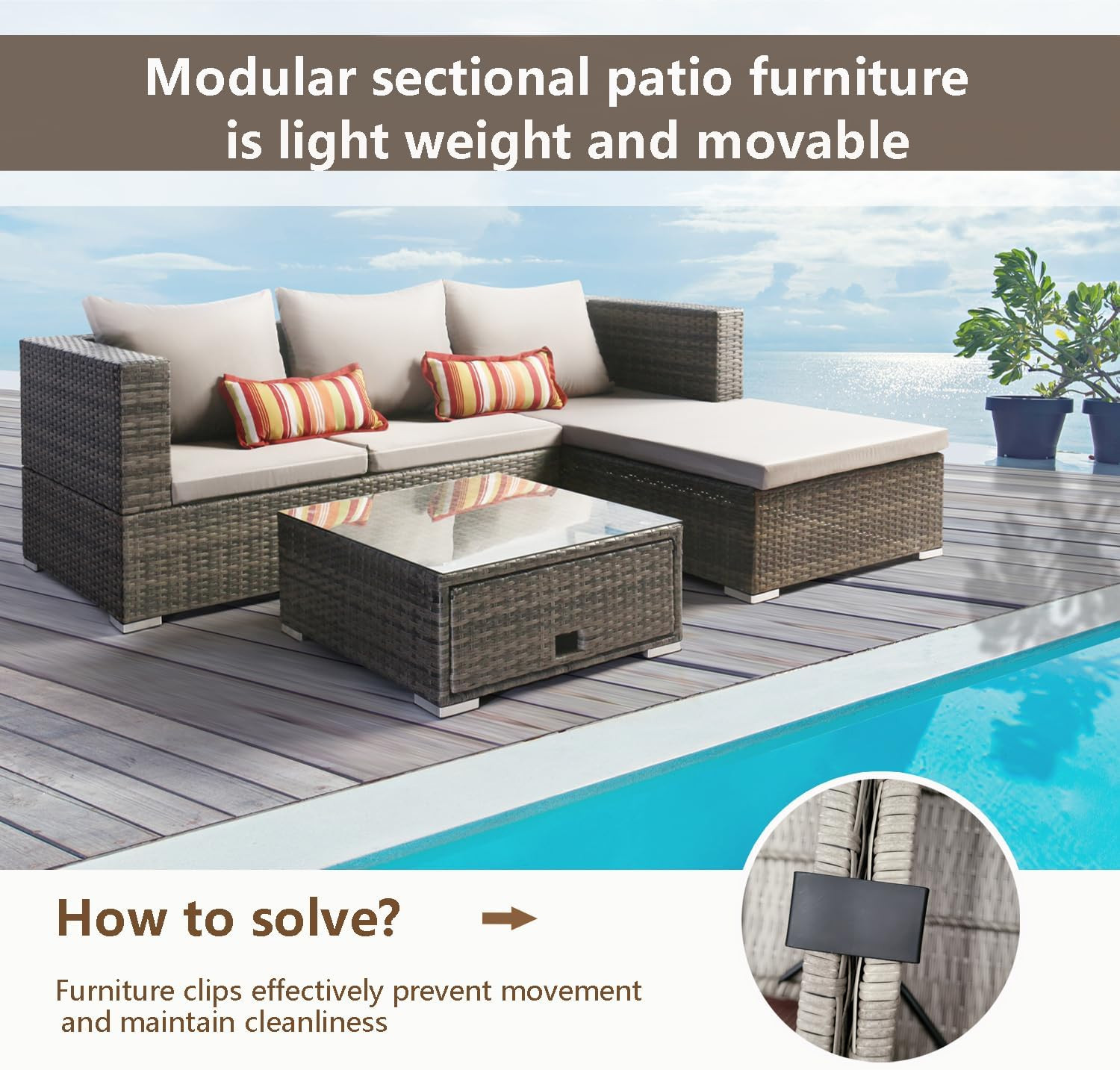 12 Pieces Outdoor Patio Furniture Clips for Wicker Sectional Couch Sofa Furnitur