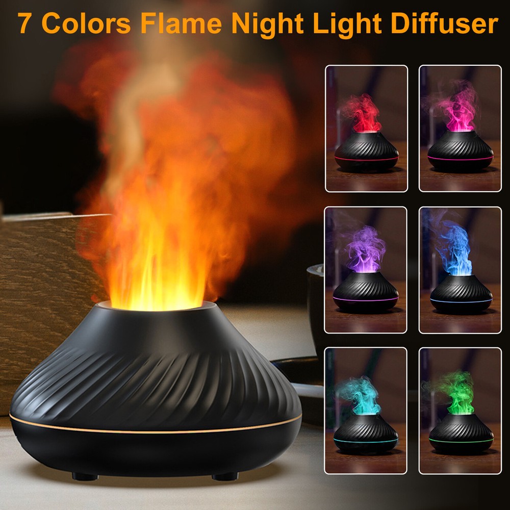 Cute Aroma Volcano Fire Flame Diffuser Humidifier Aromatherapy Essential Oil New