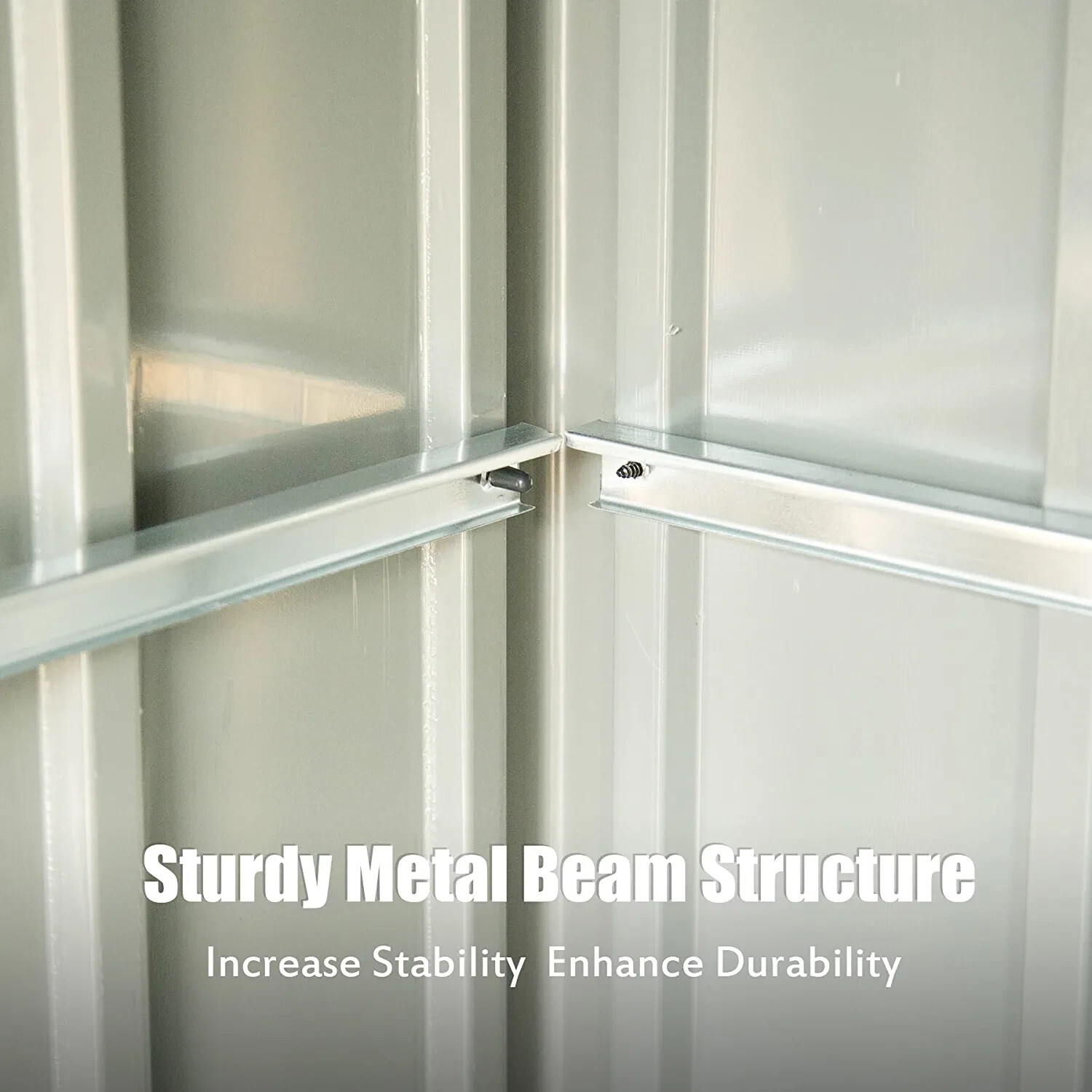 Domi Backyard Storage Shed 5.4' x 3.7' w/Sloping Roof Steel Frame Lockable Door