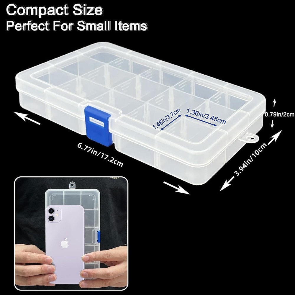 DUOFIRE Plastic Organizer Container Storage Box Adjustable Divider Removable Gri