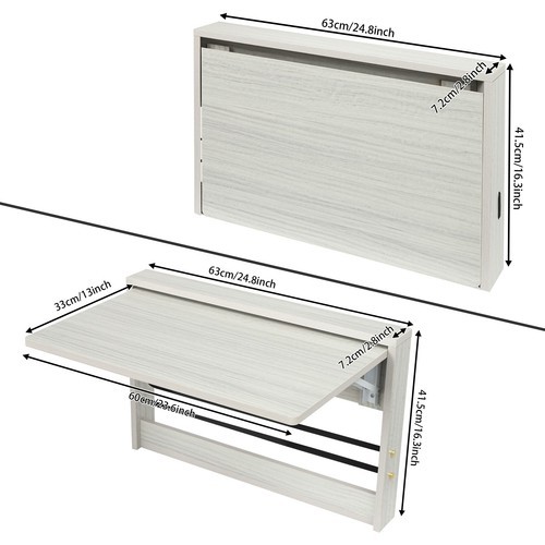 Wall Mounted Fold Down Table, 90° Folding Wall Table Storage Table Work Table
