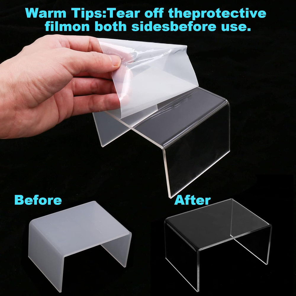 6 Pcs Acrylic Risers for Display, Acrylic Display Riser, Clear Display Stands fo