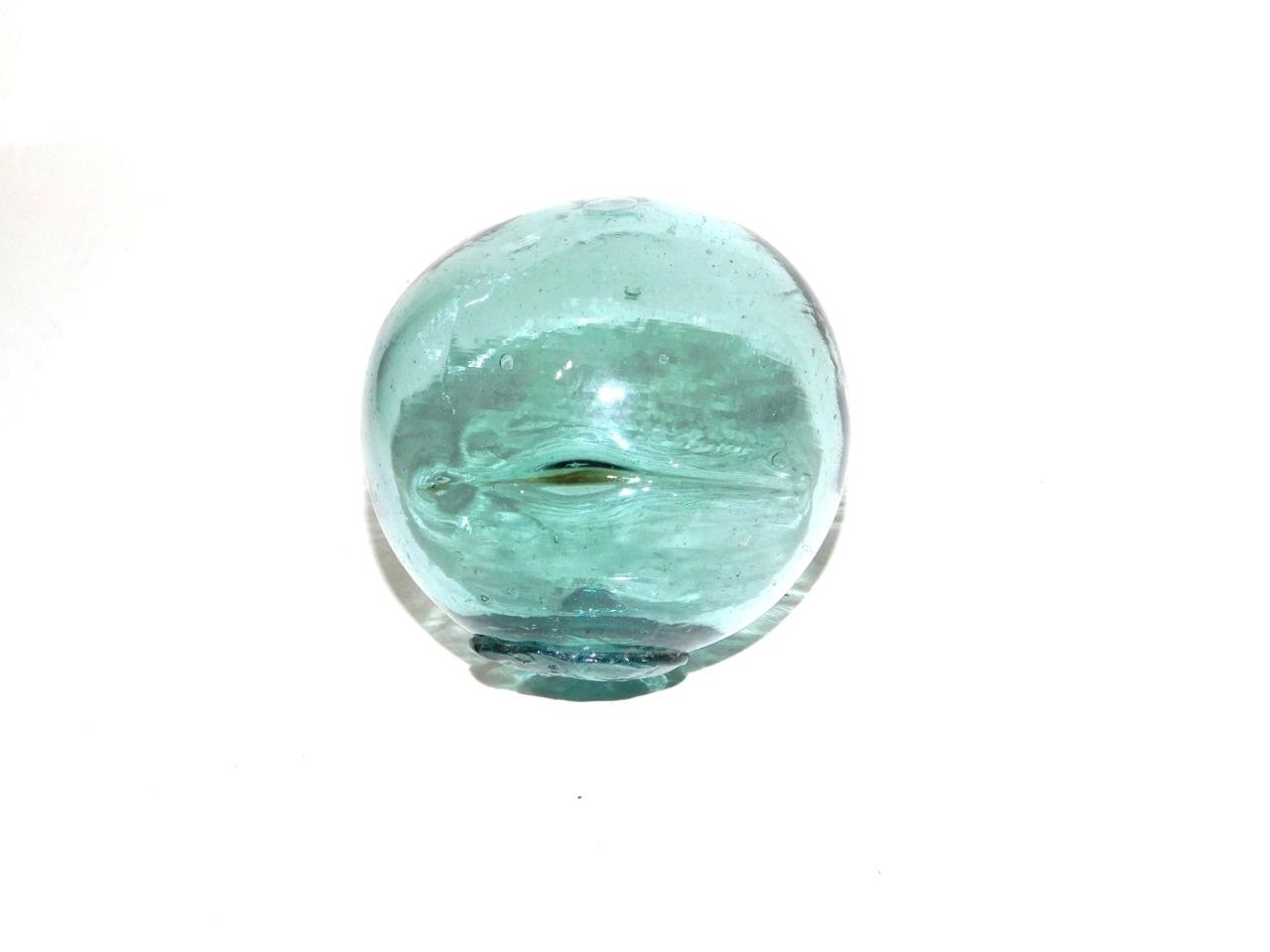 Vtg Glass Japanese Fish Float Swirl 3.5" G Makers Mark Alaska Found Fishing