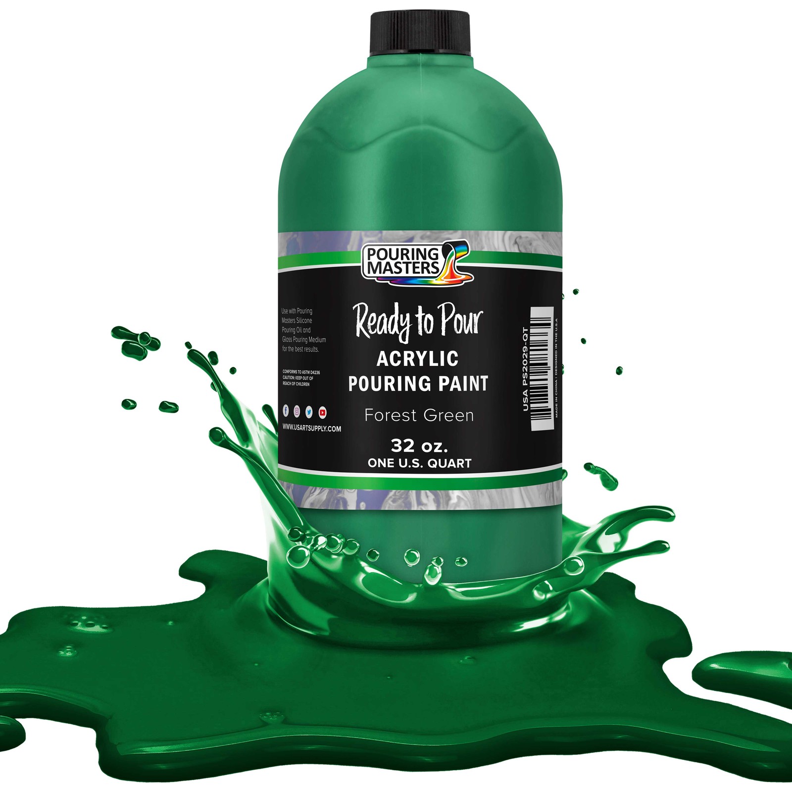 Pouring Masters Forest Green 32-Ounce (Quart) Water-Based Acrylic Pouring Paint