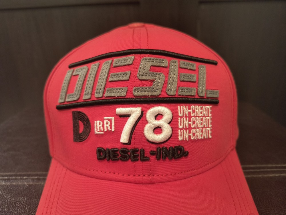 Diesel Distressed Denim Hat Red