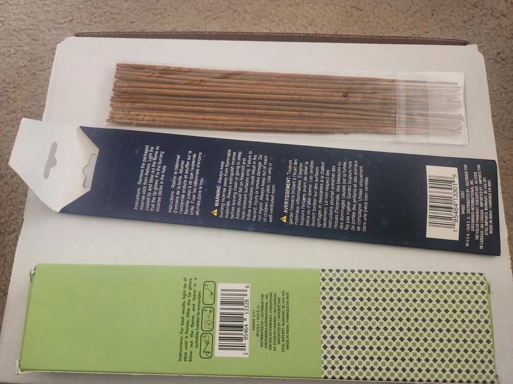 2 packs incense and a burner