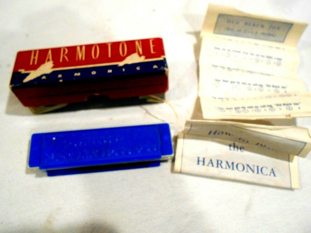 Harmotone Blue Plastic Harmonica Original BOx w/Instructions
