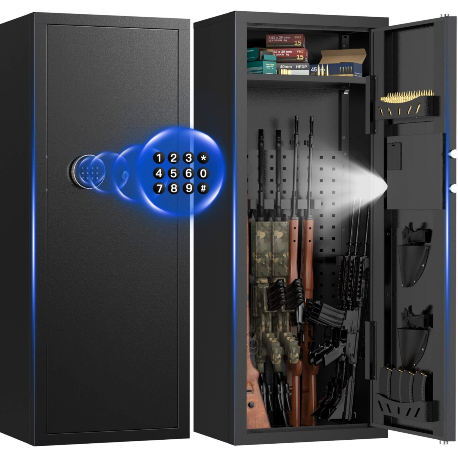 12-15 Rifle Long Gun Cabinet for Home Steel Security Gun Safe with Alarm System