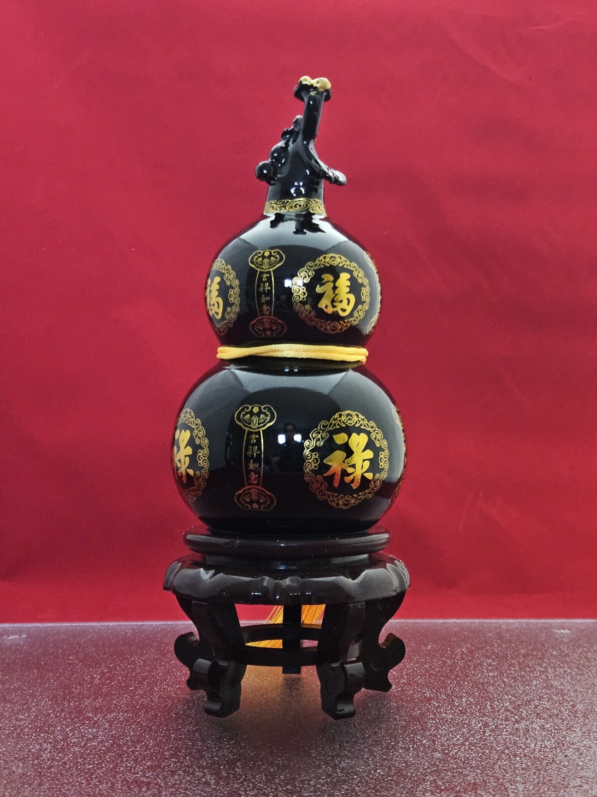 Natural Dark Jade Mount Taishan Gourd Feng Shui Good Luck Ornament Healing 3+LB