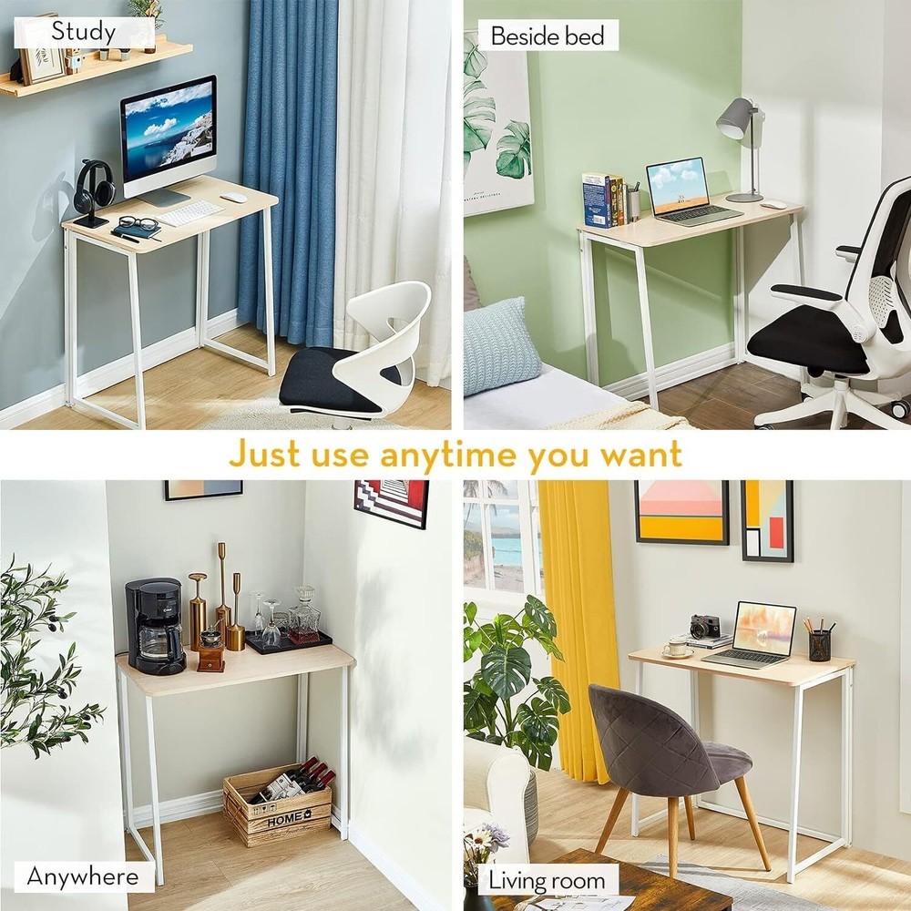 Folding Desk Small Foldable Desks 31.5" Small Spaces Space Saving Computer Table