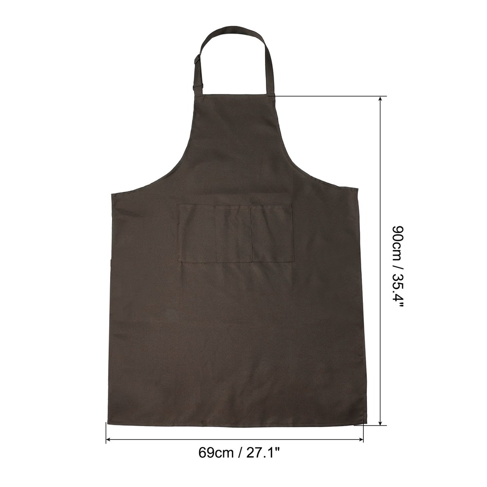 2Pack Kitchen Cooking Aprons Adjustable Chef Apron with 3 Pockets Brown