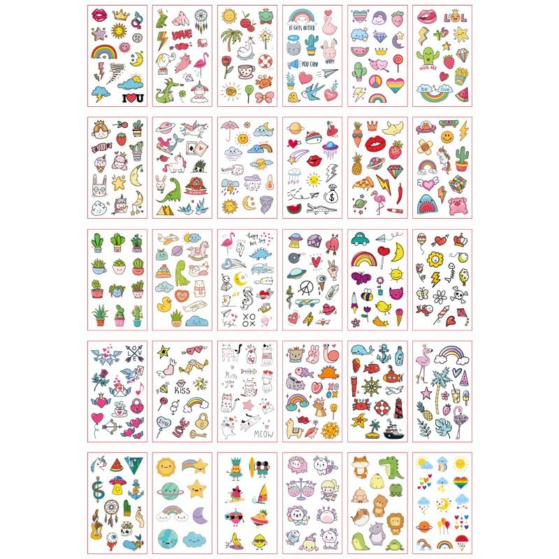 30 Sheets 600+ Patterns Summer Cute Small Temporary Tattoos For tiny,