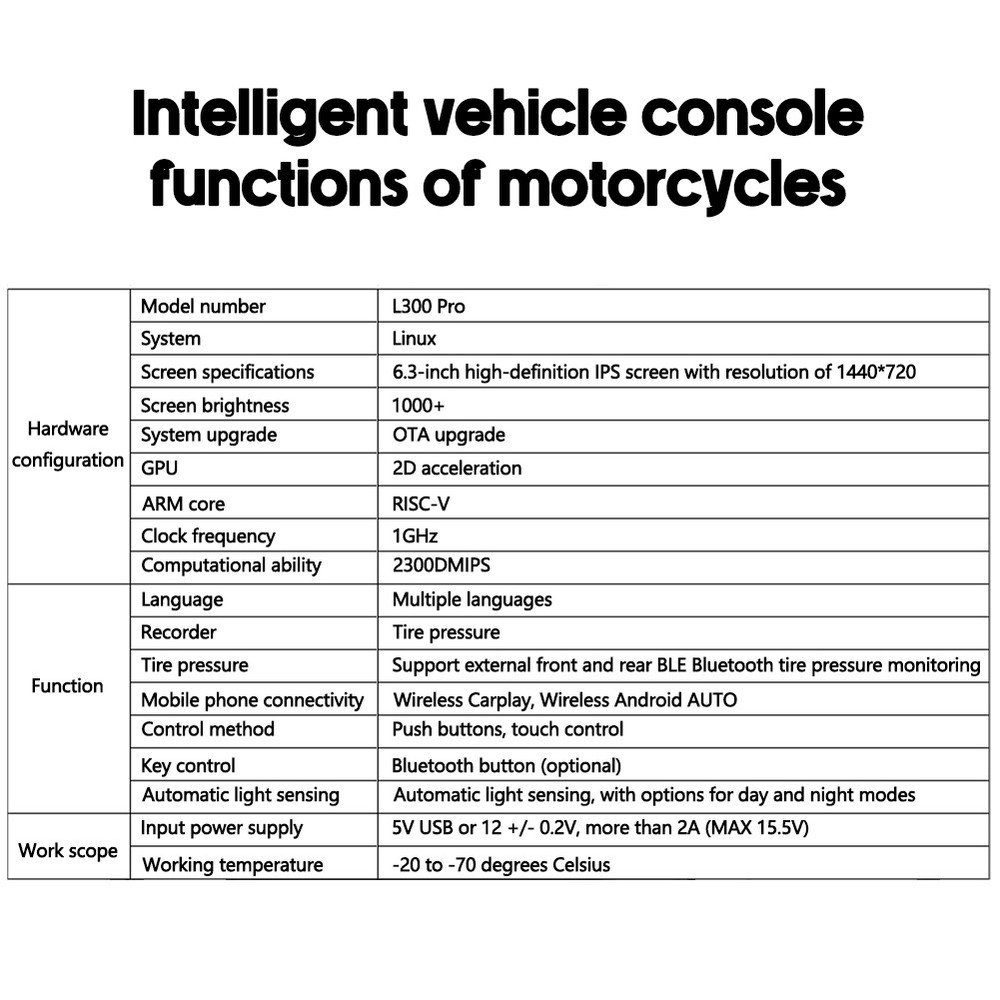 6.3'' Motorcycle GPS Navigation Wireless CarPlay Android Auto Bluetooth