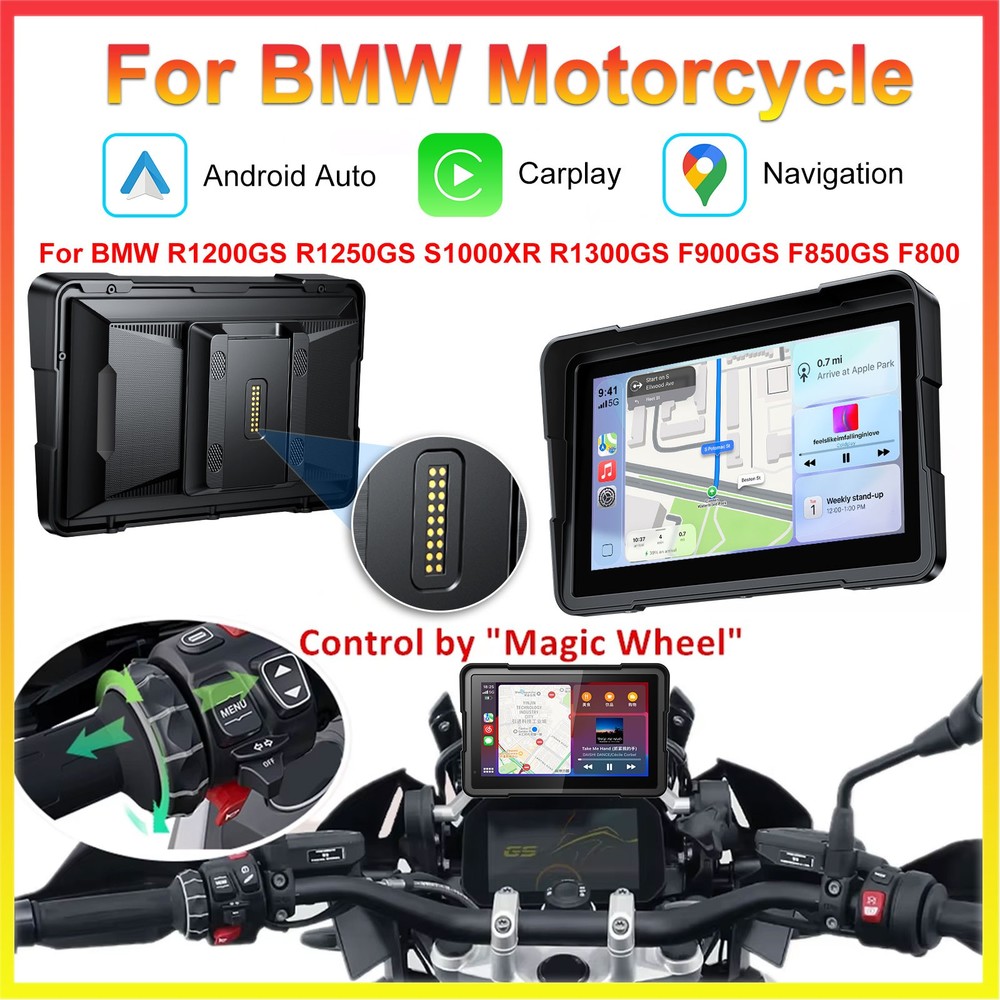 for BMW Motorcycles Touchscreen,Plug & Play Display,Support CarPlay/Android Auto