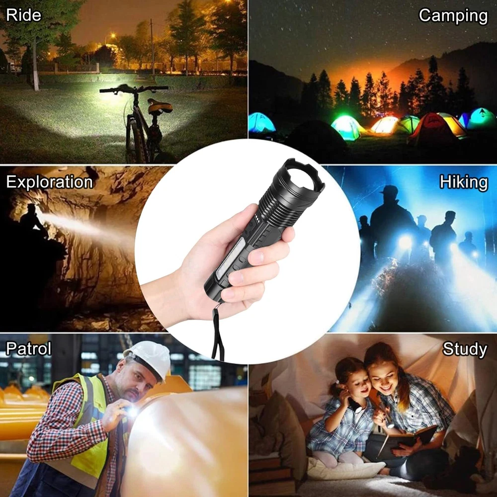 15000000LM Super Bright Flashlights High Lumens Rechargeable 7 Modes LED Flash