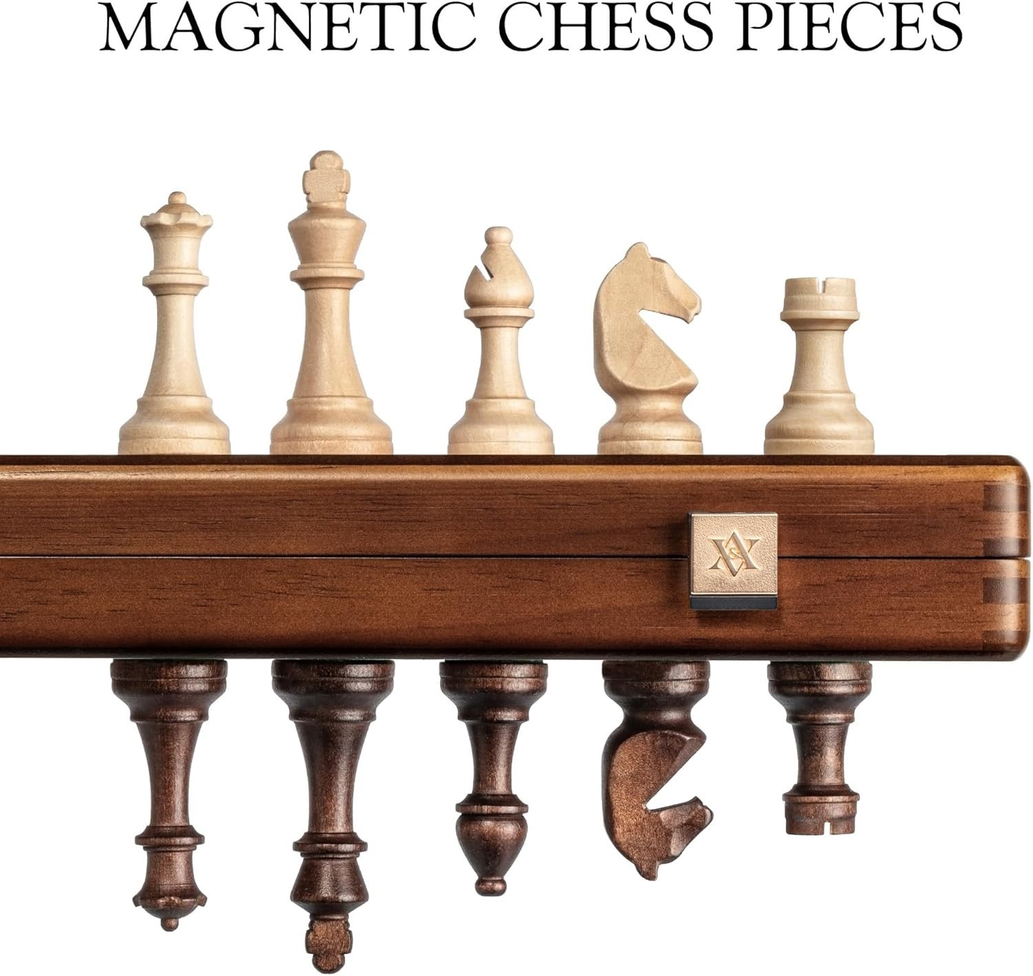15" Magnetic Wooden Chess Set – Handmade Staunton Pieces, Folding Travel Board