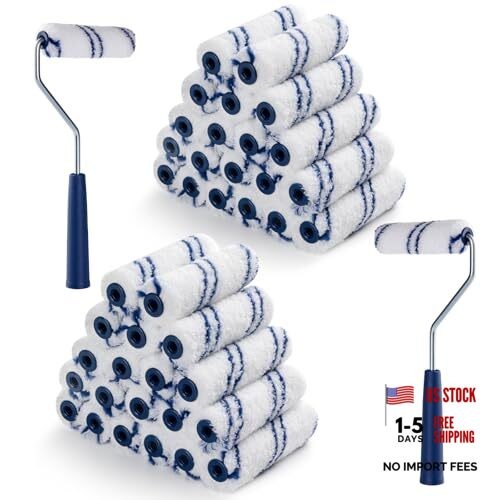 40 Pack 4 Inch Microfiber Paint Roller, Small 4 Inch Paint Roller Kit, 40 Pack