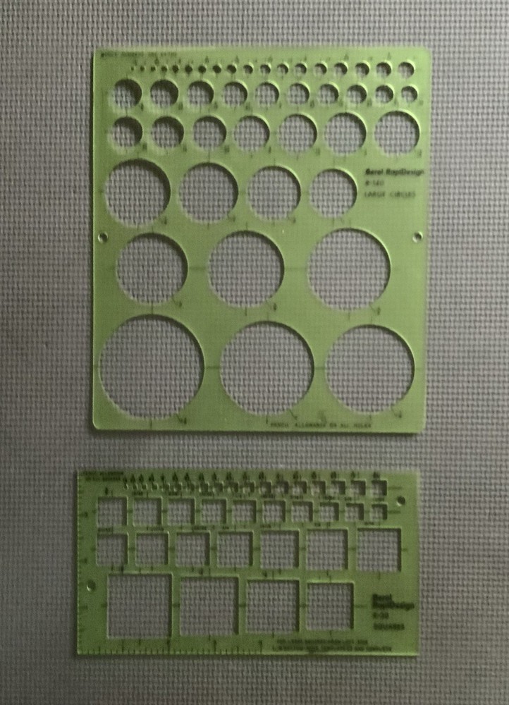 Vtg Berol RapiDesign Drafting Engineering R-140 Circles R30 Square Template GUC