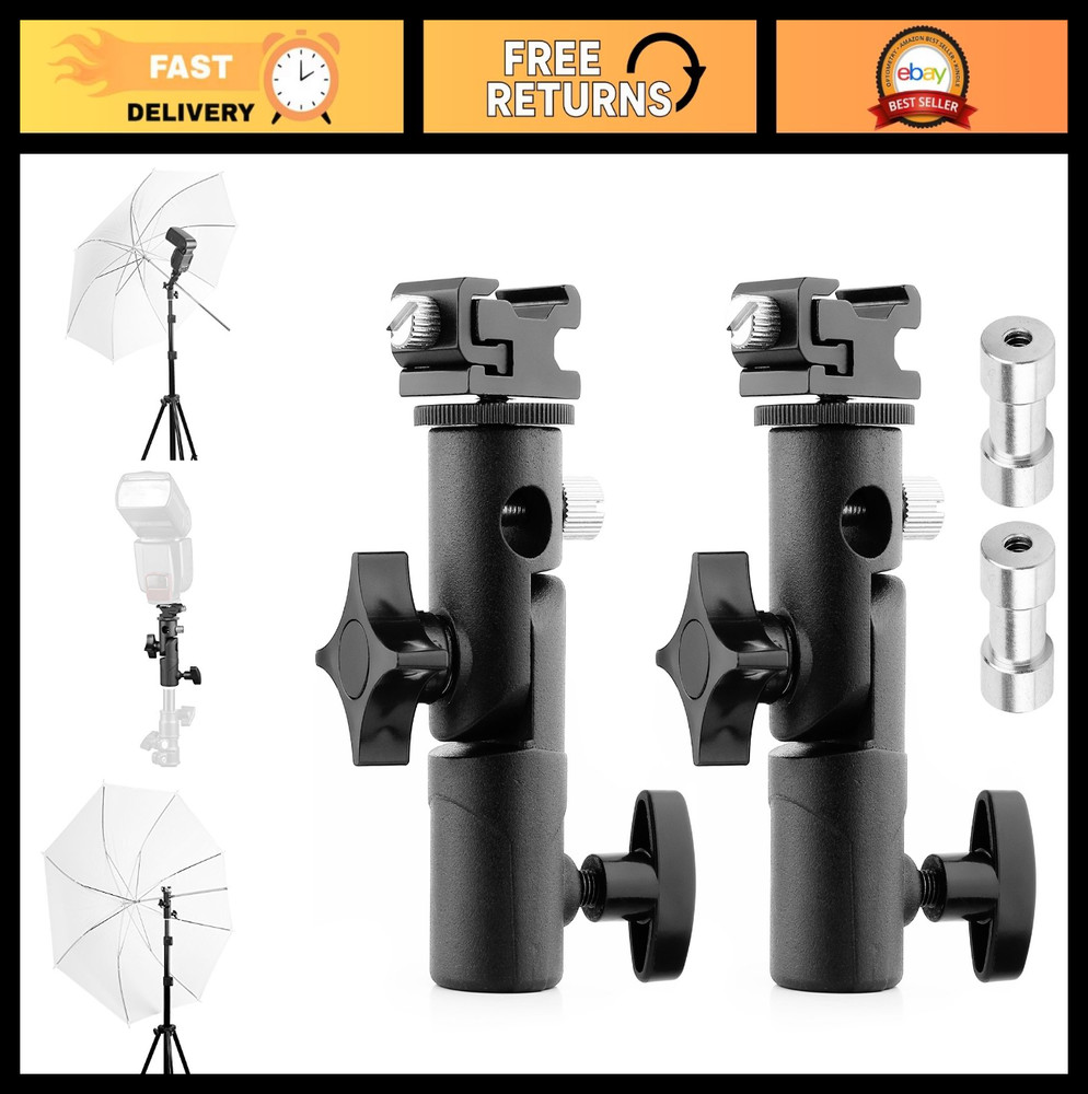 2Pack Camera Flash Speedlite Mount Swivel Bracket with Umbrella Holder for DSLR