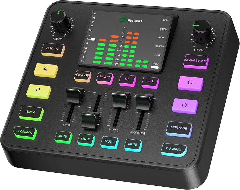 Gaming Audio Mixer, Usb Audio Interface for pc,1/4 xlr interface，Sound Board Wit