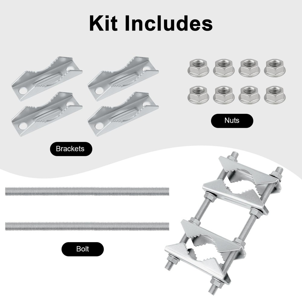 Double Antenna Mast Clamp - Heavy Duty Galvanized Iron Mount for Secure Pole-...