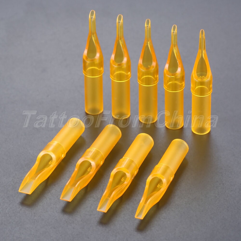 50Pcs Tattoo Disposable Tips 5/7/9/11FT Tattoo Machine Nozzle Needle Tube Yellow
